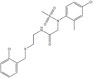 N-{2-[(2-chlorobenzyl)sulfanyl]ethyl}-2-[4-chloro-2-methyl(methylsulfonyl)anilino]acetamide Struktur