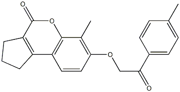 6-methyl-7-[2-(4-methylphenyl)-2-oxoethoxy]-2,3-dihydrocyclopenta[c]chromen-4(1H)-one Struktur