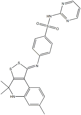 N-(2-pyrimidinyl)-4-[(4,4,7-trimethyl-4,5-dihydro-1H-[1,2]dithiolo[3,4-c]quinolin-1-ylidene)amino]benzenesulfonamide Struktur