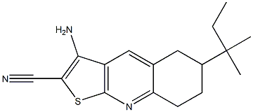 3-amino-6-tert-pentyl-5,6,7,8-tetrahydrothieno[2,3-b]quinoline-2-carbonitrile Struktur