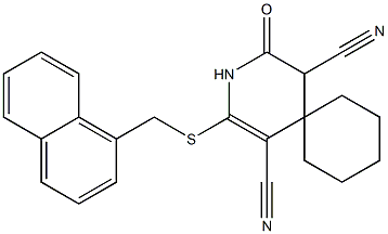 2-[(1-naphthylmethyl)sulfanyl]-4-oxo-3-azaspiro[5.5]undec-1-ene-1,5-dicarbonitrile Struktur