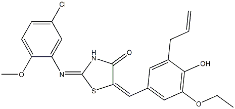 5-(3-allyl-5-ethoxy-4-hydroxybenzylidene)-2-[(5-chloro-2-methoxyphenyl)imino]-1,3-thiazolidin-4-one Struktur