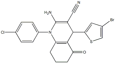 2-amino-4-(4-bromo-2-thienyl)-1-(4-chlorophenyl)-5-oxo-1,4,5,6,7,8-hexahydro-3-quinolinecarbonitrile Struktur