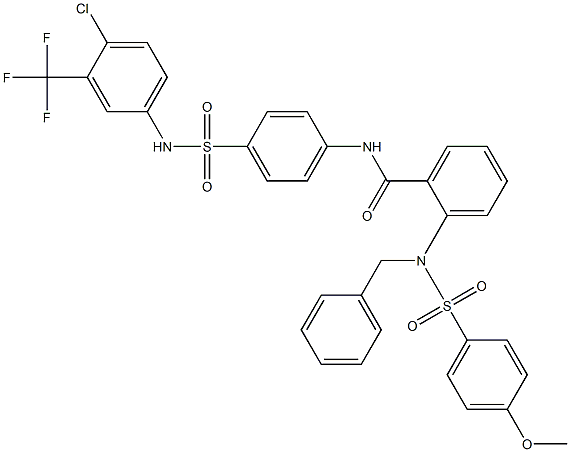 2-{benzyl[(4-methoxyphenyl)sulfonyl]amino}-N-(4-{[4-chloro-3-(trifluoromethyl)anilino]sulfonyl}phenyl)benzamide Struktur