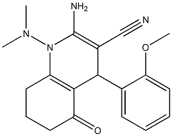 2-amino-1-(dimethylamino)-4-(2-methoxyphenyl)-5-oxo-1,4,5,6,7,8-hexahydro-3-quinolinecarbonitrile Struktur