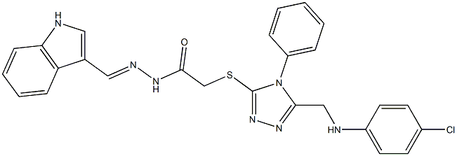 2-({5-[(4-chloroanilino)methyl]-4-phenyl-4H-1,2,4-triazol-3-yl}sulfanyl)-N'-(1H-indol-3-ylmethylene)acetohydrazide Struktur