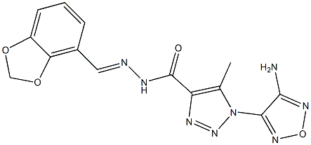 1-(4-amino-1,2,5-oxadiazol-3-yl)-N'-(1,3-benzodioxol-4-ylmethylene)-5-methyl-1H-1,2,3-triazole-4-carbohydrazide Struktur