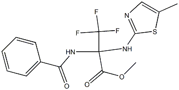 methyl 2-(benzoylamino)-3,3,3-trifluoro-2-[(5-methyl-1,3-thiazol-2-yl)amino]propanoate Struktur