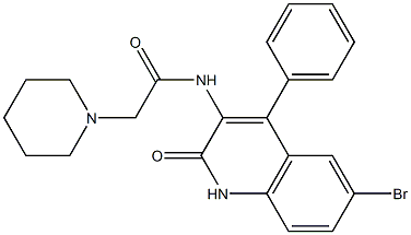 N-(6-bromo-2-oxo-4-phenyl-1,2-dihydroquinolin-3-yl)-2-piperidin-1-ylacetamide Struktur