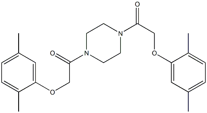 2-(2,5-dimethylphenoxy)-1-{4-[2-(2,5-dimethylphenoxy)acetyl]-1-piperazinyl}-1-ethanone Struktur