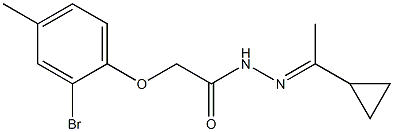 2-(2-bromo-4-methylphenoxy)-N'-[(E)-1-cyclopropylethylidene]acetohydrazide Struktur