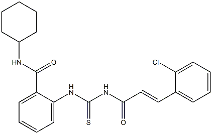 2-[({[(E)-3-(2-chlorophenyl)-2-propenoyl]amino}carbothioyl)amino]-N-cyclohexylbenzamide Struktur