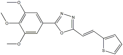 2,3-dimethoxy-5-{5-[(E)-2-(2-thienyl)ethenyl]-1,3,4-oxadiazol-2-yl}phenyl methyl ether Struktur