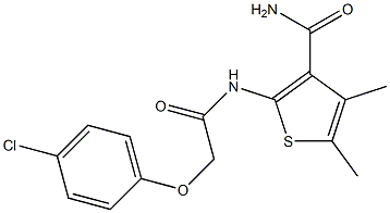 2-{[2-(4-chlorophenoxy)acetyl]amino}-4,5-dimethyl-3-thiophenecarboxamide Struktur