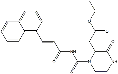 ethyl 2-[1-({[(E)-3-(1-naphthyl)-2-propenoyl]amino}carbothioyl)-3-oxo-2-piperazinyl]acetate Struktur