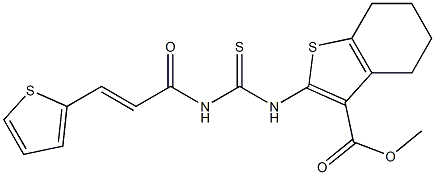 methyl 2-[({[(E)-3-(2-thienyl)-2-propenoyl]amino}carbothioyl)amino]-4,5,6,7-tetrahydro-1-benzothiophene-3-carboxylate Struktur