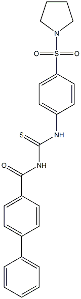 N-([1,1'-biphenyl]-4-ylcarbonyl)-N'-[4-(1-pyrrolidinylsulfonyl)phenyl]thiourea Struktur