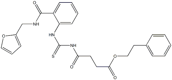 phenethyl 4-{[(2-{[(2-furylmethyl)amino]carbonyl}anilino)carbothioyl]amino}-4-oxobutanoate Struktur