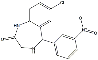 1,3,4,5-Tetrahydro-7-chloro-5-(3-nitrophenyl)-2H-1,4-benzodiazepin-2-one Struktur