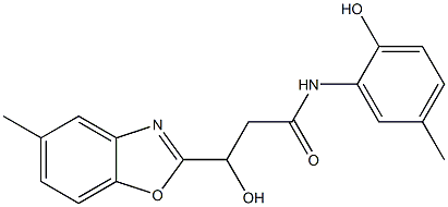 2-[1-Hydroxy-2-(2-hydroxy-5-methylphenylcarbamoyl)ethyl]-5-methylbenzoxazole Struktur