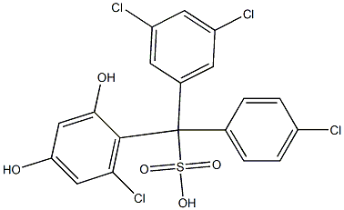 (4-Chlorophenyl)(3,5-dichlorophenyl)(6-chloro-2,4-dihydroxyphenyl)methanesulfonic acid Struktur