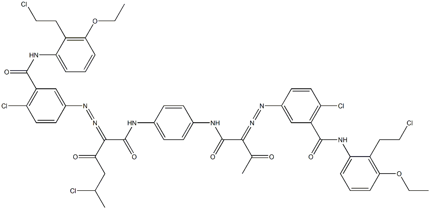 3,3'-[2-(1-Chloroethyl)-1,4-phenylenebis[iminocarbonyl(acetylmethylene)azo]]bis[N-[2-(2-chloroethyl)-3-ethoxyphenyl]-6-chlorobenzamide] Struktur