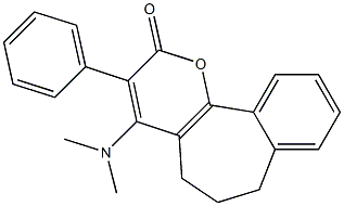 3-Phenyl-4-dimethylamino-6,7-dihydrobenzo[6,7]cyclohepta[1,2-b]pyran-2(5H)-one Struktur