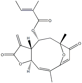 (3aR,4R,6R,10Z,11aR)-3a,5,6,11a-Tetrahydro-6,10-dimethyl-3-methylene-4-[(E)-2-methyl-2-butenoyloxy]-6,9-epoxycyclodeca[b]furan-2,7(3H,4H)-dione Struktur