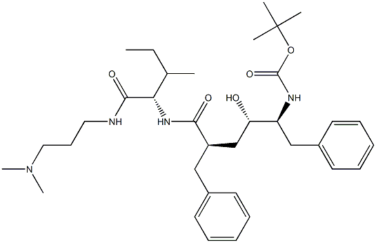 (2S)-2-[[(2R,4S,5S)-5-(tert-Butoxycarbonylamino)-2-benzyl-4-hydroxy-6-phenylhexanoyl]amino]-N-(3-dimethylaminopropyl)-3-methylpentanamide Struktur