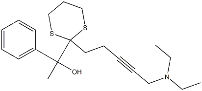 1-Phenyl-1-[2-(5-diethylamino-3-pentynyl)-1,3-dithian-2-yl]ethanol Struktur