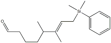 (6E)-5,6-Dimethyl-8-(dimethylphenylsilyl)-6-octen-1-al Struktur