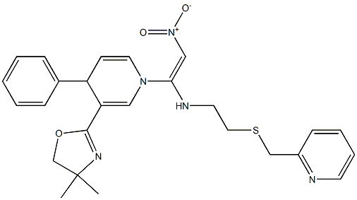 N-[2-Nitro-1-[[4-phenyl-3-(4,4-dimethyl-2-oxazolin-2-yl)-1,4-dihydropyridin]-1-yl]ethenyl]-2-[(2-pyridinylmethyl)thio]ethanamine Struktur