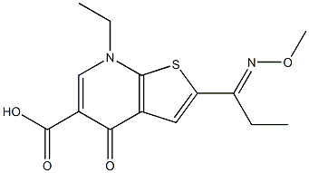 2-[1-(Methoxyimino)propyl]-7-ethyl-4,7-dihydro-4-oxothieno[2,3-b]pyridine-5-carboxylic acid Struktur