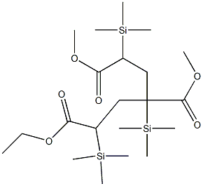 4-Methoxycarbonyl-2,4,6-tris(trimethylsilyl)heptanedioic acid 1-ethyl 7-methyl ester Struktur