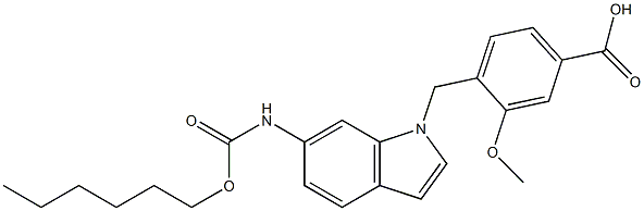 4-[6-(Hexyloxycarbonylamino)-1H-indol-1-ylmethyl]-3-methoxybenzoic acid Struktur