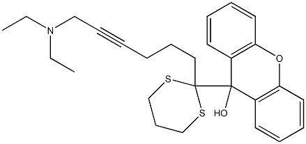 9-[2-(6-Diethylamino-4-hexynyl)-1,3-dithian-2-yl]-9H-xanthen-9-ol Struktur