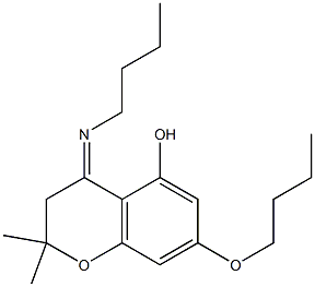 N-Butyl-2,2-dimethyl-5-hydroxy-7-butoxychroman-4-imine Struktur