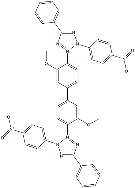 3,3'-(3,3'-Dimethoxybiphenyl-4,4'-diyl)bis[2-(4-nitrophenyl)-5-phenyl-2H-tetrazole-3-ium] Struktur