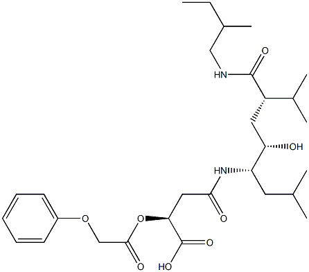 (2S,4S,5S)-5-[[(3S)-3-Carboxy-3-(phenoxyacetyloxy)propanoyl]amino]-4-hydroxy-2-isopropyl-7-methyl-N-[(2S)-2-methylbutyl]octanamide Struktur