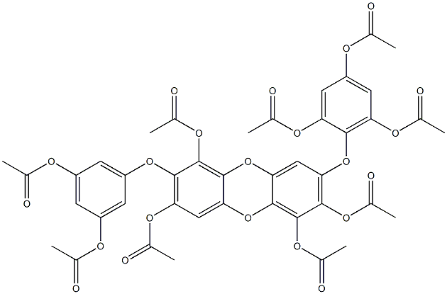 1,2,6,8-Tetraacetoxy-3-(2,4,6-triacetoxyphenoxy)-7-(3,5-diacetoxyphenoxy)dibenzo[b,e][1,4]dioxin Struktur