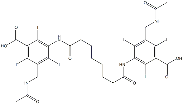 3,3'-(Suberoyldiimino)bis[5-(acetylaminomethyl)-2,4,6-triiodobenzoic acid] Struktur