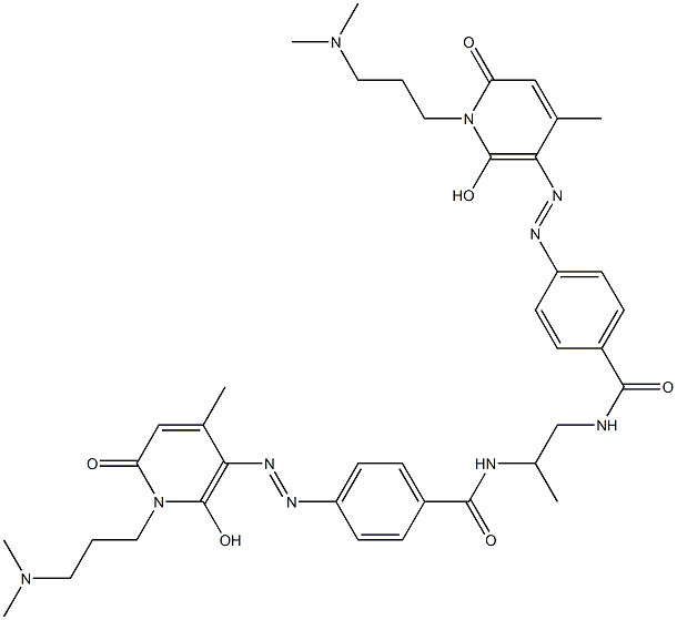 1,2-Bis[[4-[[[1-[3-(dimethylamino)propyl]-6-hydroxy-4-methyl-2-oxo-1,2-dihydropyridin]-5-yl]azo]benzoyl]amino]propane Struktur