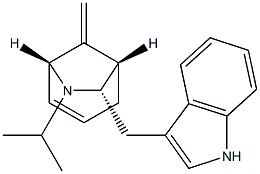 (1S,5R,7S)-7-(1H-Indol-3-ylmethyl)-8-methylene-6-isopropyl-6-azabicyclo[3.2.1]oct-3-ene Struktur