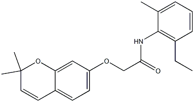 2-[[2,2-Dimethyl-2H-1-benzopyran-7-yl]oxy]-2'-methyl-6'-ethylacetanilide Struktur