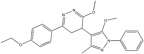 3-Methoxy-4,5-dihydro-6-(4-ethoxyphenyl)-4-(1-phenyl-5-methoxy-3-methyl-1H-pyrazol-4-yl)pyridazine Struktur