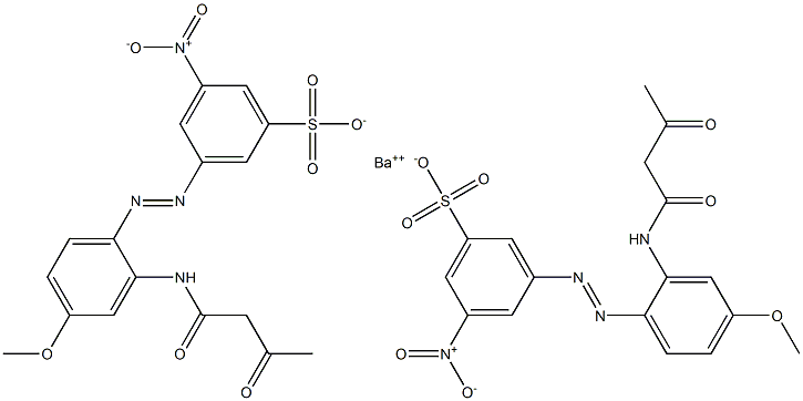 Bis[3-[2-(1,3-dioxobutylamino)-4-methoxyphenylazo]-5-nitrobenzenesulfonic acid]barium salt Struktur