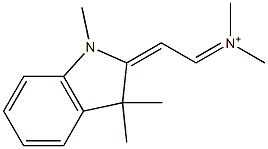 N,N-Dimethyl-2-(2,3-dihydro-1,3,3-trimethyl-1H-indole-2-ylidene)-1-ethaniminium Struktur