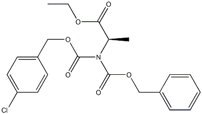 N-(Benzyloxycarbonyl)-N-(4-chlorobenzyloxycarbonyl)-D-alanine ethyl ester Struktur