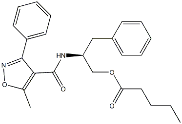 N-[(S)-1-Benzyl-2-(pentanoyloxy)ethyl]-3-phenyl-5-methylisoxazole-4-carboxamide Struktur