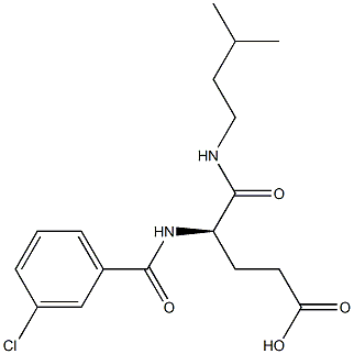 (R)-4-(3-Chlorobenzoylamino)-5-oxo-5-(3-methylbutylamino)valeric acid Struktur